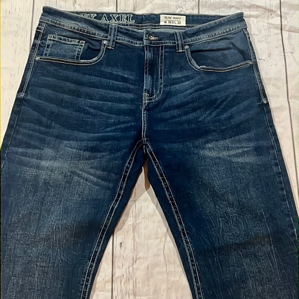 Tk Axel mens blue slim boot jeans